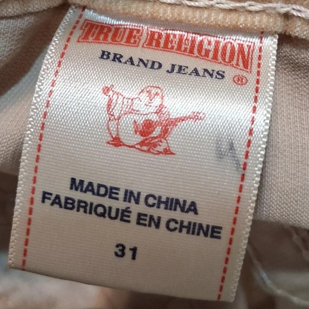 True Religion Ricky Straight Leg Corduroy Pants Tan Khaki Mens 31x34 Bootcut